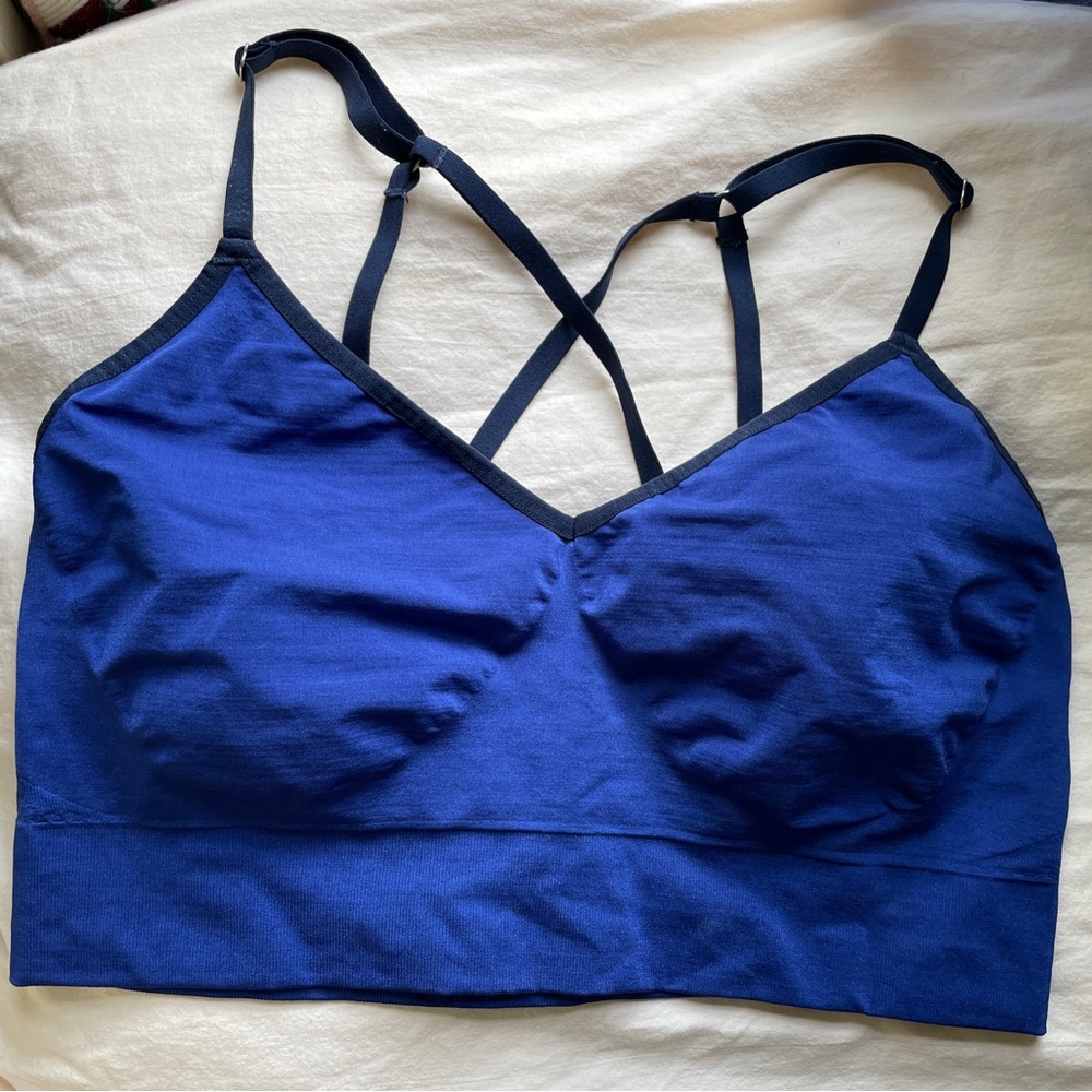 Nike Blue Seamless Sports Bra with Crisscross Straps